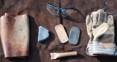 Iron Wood Embers - New pressure flaking flint knapping kit, hand crafted.  Including 1 large copper tipped pressure flaker, 1 small copper tipped  notching tool, 1 aboriginal style antler pressure flaker, 1
